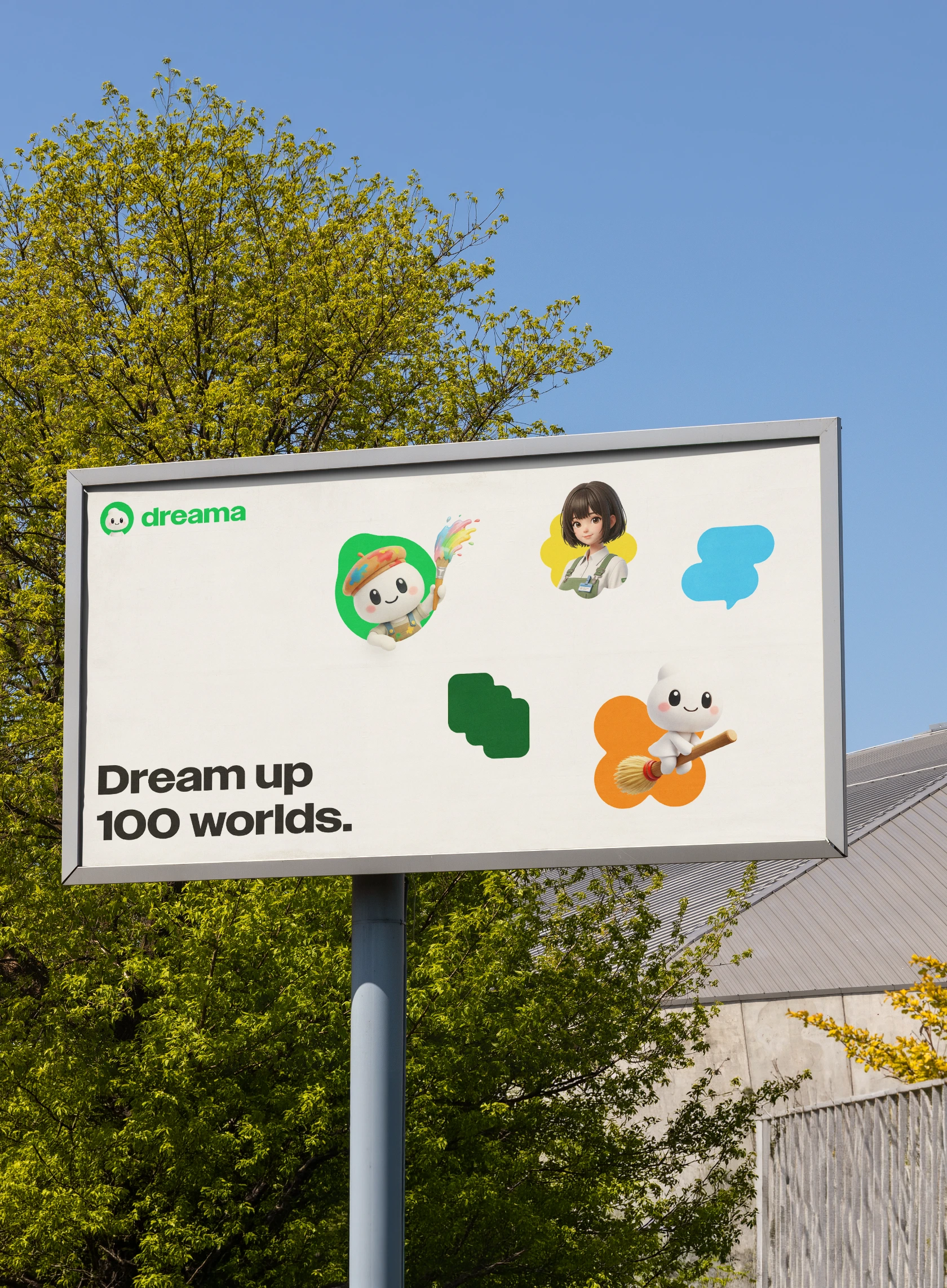 English Dreama billboard concept with the line Dream up 100 worlds