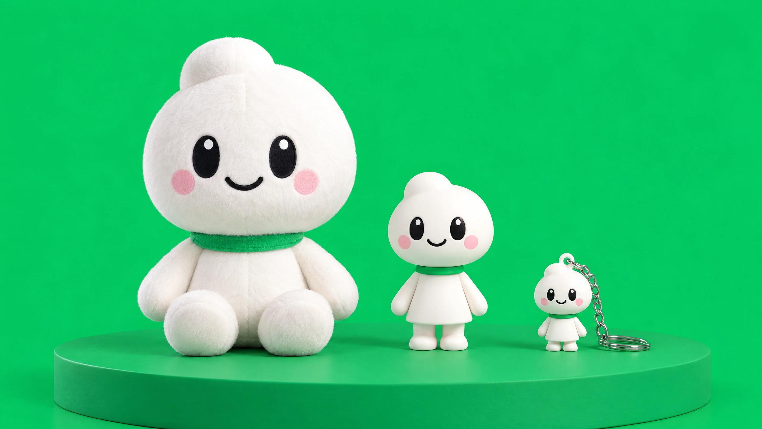 Mengbao merchandise concept: plush, vinyl figure, and charm