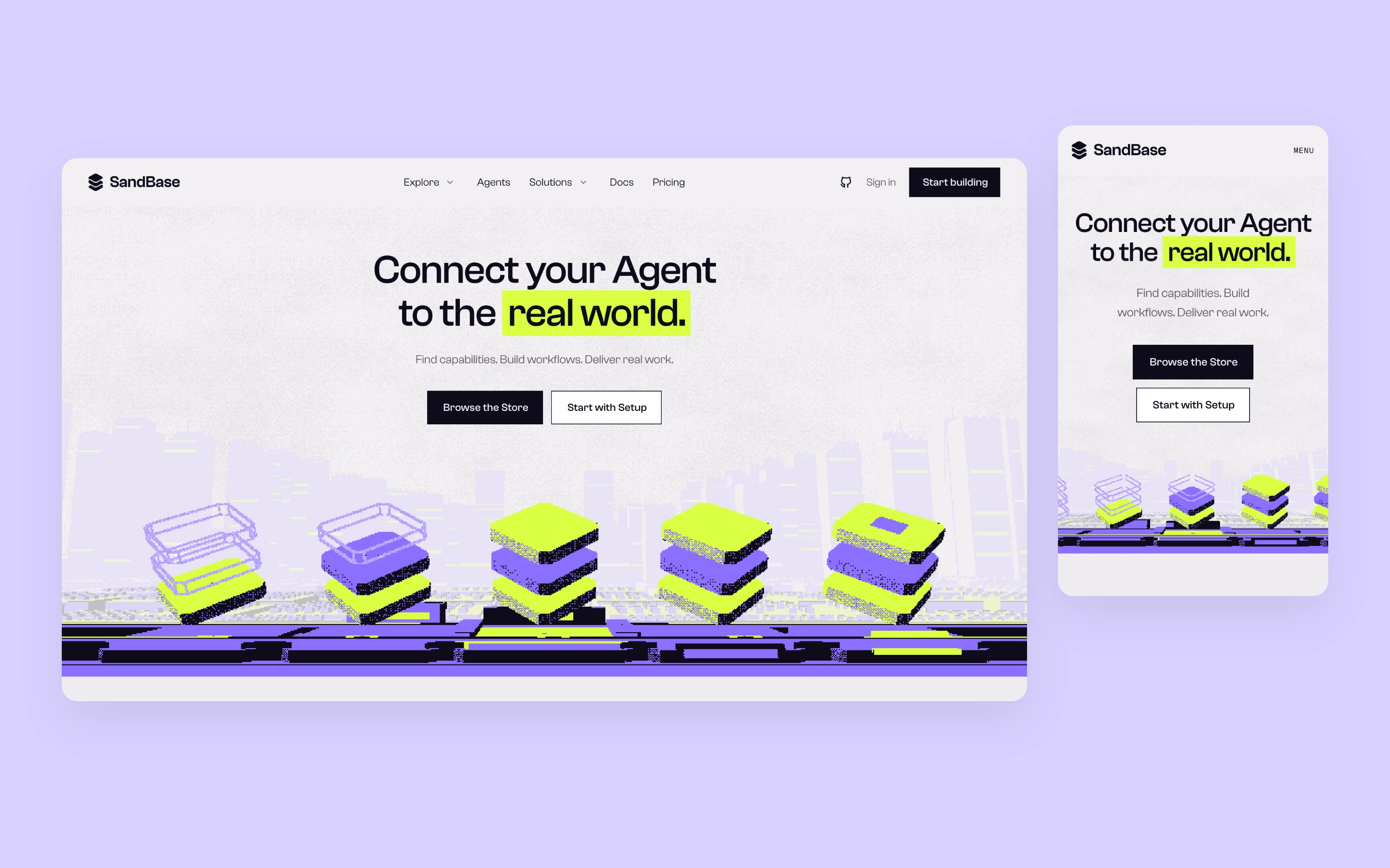 SandBase website design on desktop and mobile